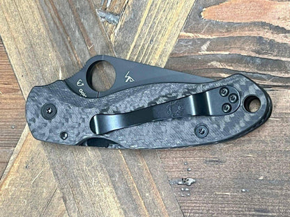 Custom Spyderco Para 3 Knife 3" S45VN All Black Tactical Basket Weave Carbon Fiber "TacP" - NORTH RIVER OUTDOORS