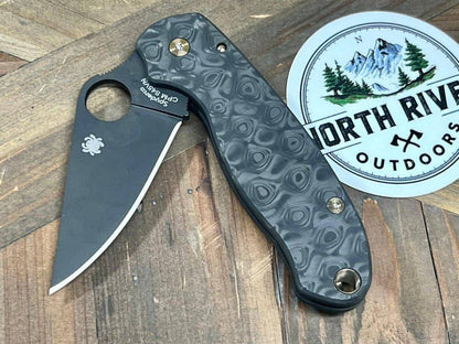 Custom Spyderco Para 3 Knife 3" S45VN Black Blade All Ti Rainbow Drop Carbon Fiber "Black Beauty" - NORTH RIVER OUTDOORS