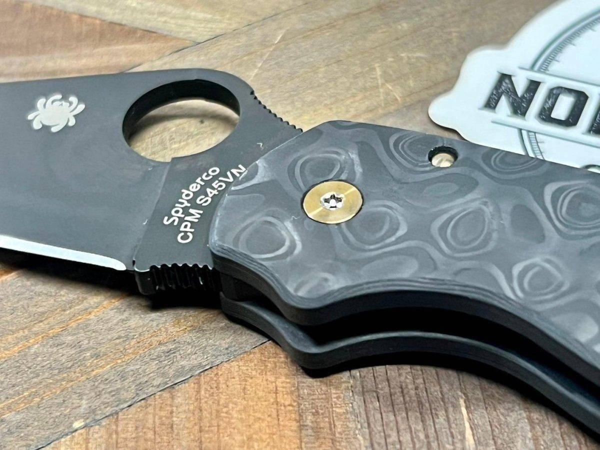 Custom Spyderco Para 3 Knife 3" S45VN Black Blade All Ti Rainbow Drop Carbon Fiber "Black Beauty" - NORTH RIVER OUTDOORS