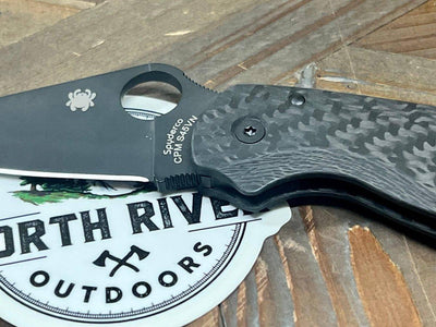 Custom Spyderco Para 3 Knife 3" S45VN Black Blade Basket Weave Carbon Fiber Ti Clip "Dark Knight" - NORTH RIVER OUTDOORS