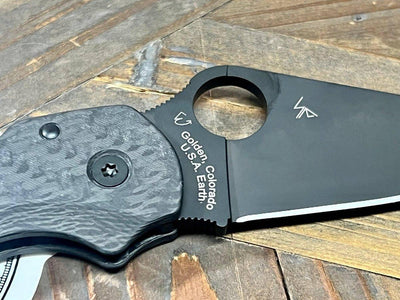 Custom Spyderco Para 3 Knife 3" S45VN Black Blade Basket Weave Carbon Fiber Ti Clip "Dark Knight" - NORTH RIVER OUTDOORS