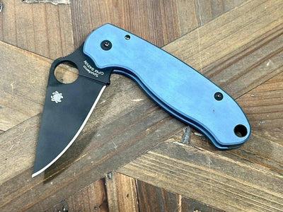 Custom Spyderco Para 3 Knife S45VN Black Blade, Titanium Handles Clip "Nautical Night" (USA) - NORTH RIVER OUTDOORS