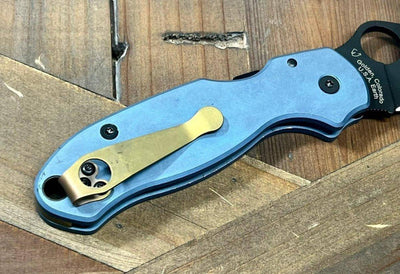 Custom Spyderco Para 3 Knife S45VN Black Blade, Titanium Handles Clip "Nautical Night" (USA) - NORTH RIVER OUTDOORS