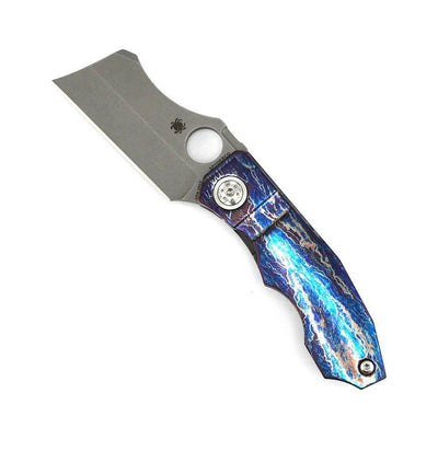 Custom Spyderco Stovepipe Folding Knife 2.78" CPM-20CV Dark Stonewashed Cleaver Blade (Smoked Pipe) - NORTH RIVER OUTDOORS