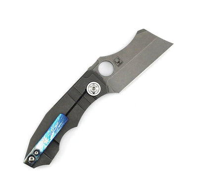 Custom Spyderco Stovepipe Folding Knife 2.78" CPM-20CV Dark Stonewashed Cleaver Blade (Smoked Pipe) - NORTH RIVER OUTDOORS