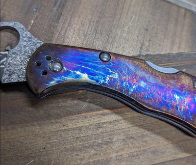 Limited Editon Custom Spyderco Delica 4 Titanium Damascus (C11TIPD+CUSTOM) - NORTH RIVER OUTDOORS