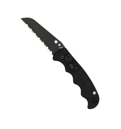 Spyderco Autonomy Auto Folding Knife 3.65" H-1 Black Serrated Blade G10 Handles - C165GSBBK - NORTH RIVER OUTDOORS