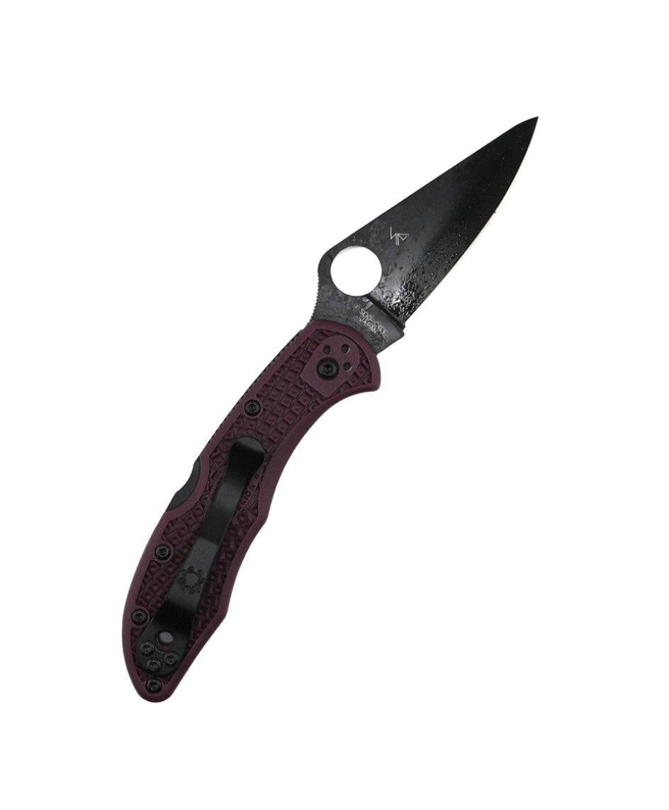 Spyderco Delica 4 Burgundy Lightweight Sprint Run CTS-PD#1 Black Plain Edge C11BGBKP - NORTH RIVER OUTDOORS