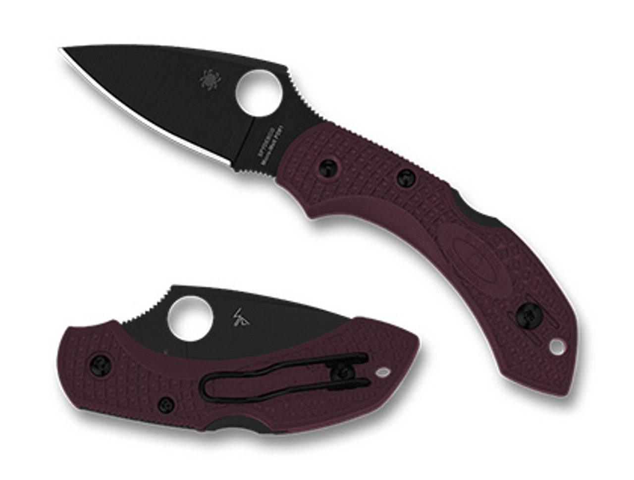 Spyderco Dragonfly 2 Lightweight Sprint Run Folding Knife 2.28" CTS-PD#1 Black Plain Blade Burgundy FRN - NORTH RIVER OUTDOORS