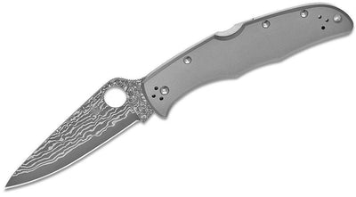 Spyderco Endura C10TIPD 3.83" VG10 Damascus Plain Blade, Titanium Handles - NORTH RIVER OUTDOORS