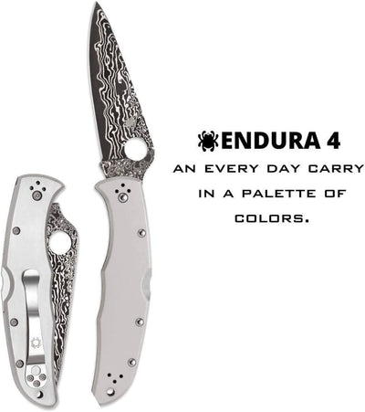 Spyderco Endura C10TIPD 3.83" VG10 Damascus Plain Blade, Titanium Handles - NORTH RIVER OUTDOORS