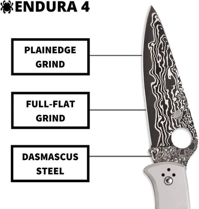 Spyderco Endura C10TIPD 3.83" VG10 Damascus Plain Blade, Titanium Handles - NORTH RIVER OUTDOORS
