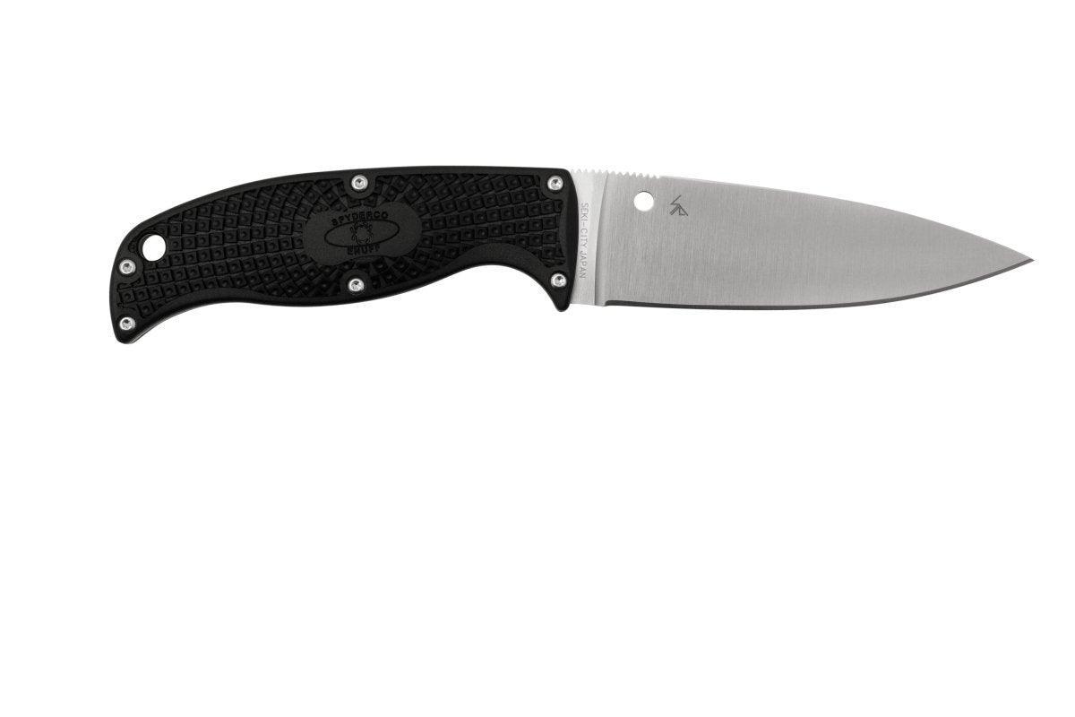 Spyderco FB31PBK2 Enuff 2 Fixed Knife 3.93" VG10 Leaf Shaped Plain Edge Blade Black FRN - NORTH RIVER OUTDOORS