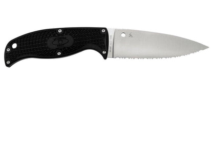Spyderco FB31SBK2 Enuff 2 Fixed Knife 3.93" VG10 Leaf Shaped Serrated Blade Black FRN Handles - NORTH RIVER OUTDOORS