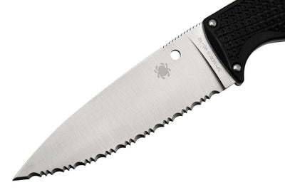 Spyderco FB31SBK2 Enuff 2 Fixed Knife 3.93" VG10 Leaf Shaped Serrated Blade Black FRN Handles - NORTH RIVER OUTDOORS