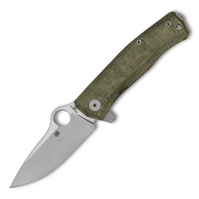 Spyderco/LionSteel SpyMyto Flash Batch Flipper Knife 3.32" M398 Drop Point Blade Green Canvas Micarta Titanium Frame Lock - NORTH RIVER OUTDOORS