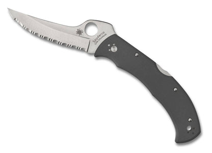 Spyderco Massad Ayoob C60GSGY Limited Edition Folding Knife 3.69" CruWear Satin Serrated Gray G10 - NORTH RIVER OUTDOORS