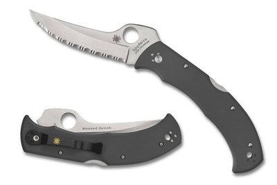 Spyderco Massad Ayoob C60GSGY Limited Edition Folding Knife 3.69" CruWear Satin Serrated Gray G10 - NORTH RIVER OUTDOORS