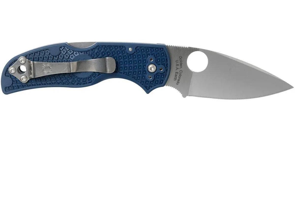 Spyderco Native 5 Lightweight Knife 2.95" CPM-SPY27 Satin Plain Blade, Cobalt Blue Handles - NORTH RIVER OUTDOORS