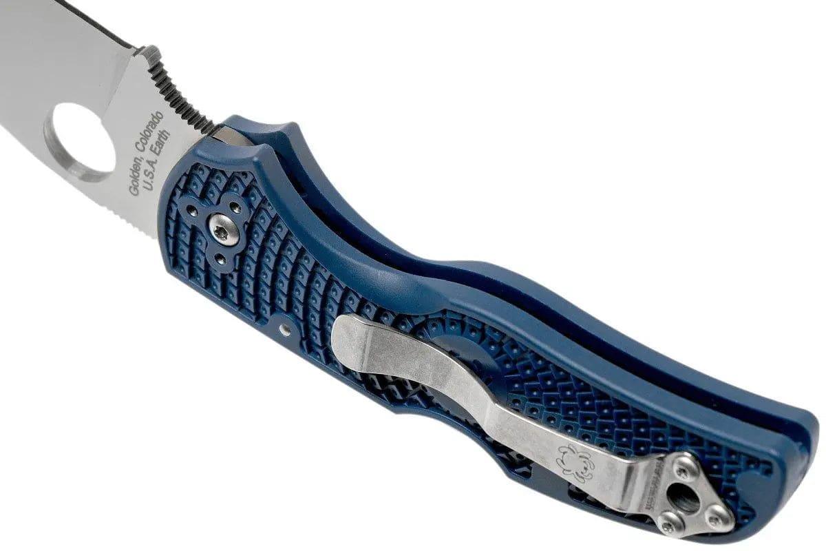 Spyderco Native 5 Lightweight Knife 2.95" CPM-SPY27 Satin Plain Blade, Cobalt Blue Handles - NORTH RIVER OUTDOORS