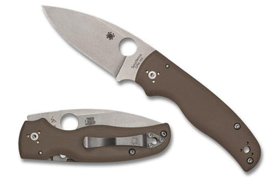 Spyderco Shaman Sprint Run C229GPBN15V Folding Knife 3.58" CPM-15V Stonewashed Brown G10 - NORTH RIVER OUTDOORS