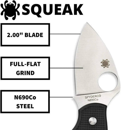 Spyderco Squeak Folding Knife 2" Blade C154PBK - NORTH RIVER OUTDOORS
