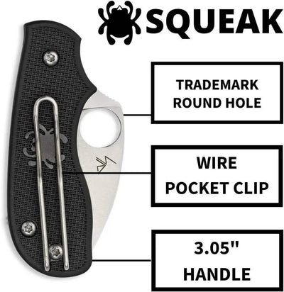 Spyderco Squeak Folding Knife 2" Blade C154PBK - NORTH RIVER OUTDOORS