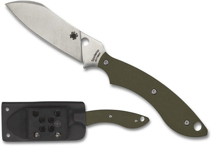 Spyderco Stok Drop Point Fixed Blade Knife 2.95" Satin Plain Blade OD G10 Boltaron Sheath - NORTH RIVER OUTDOORS