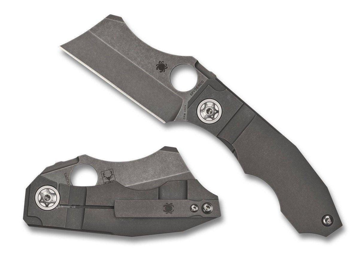 Spyderco Stovepipe Folding Knife 2.78" CPM-20CV Dark Stonewashed Cleaver Blade - NORTH RIVER OUTDOORS