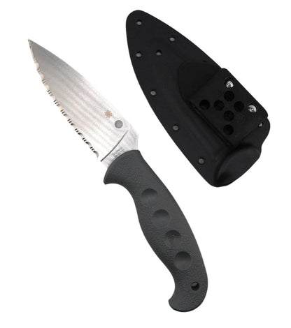 Spyderco Temperance Lightweight Sprint Run Fixed Blade 4.46" CPM-CruWear Satin Serrated Blade w/ Molded Grey FRN Handles - NORTH RIVER OUTDOORS