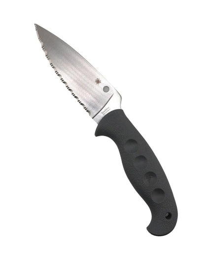 Spyderco Temperance Lightweight Sprint Run Fixed Blade 4.46" CPM-CruWear Satin Serrated Blade w/ Molded Grey FRN Handles - NORTH RIVER OUTDOORS
