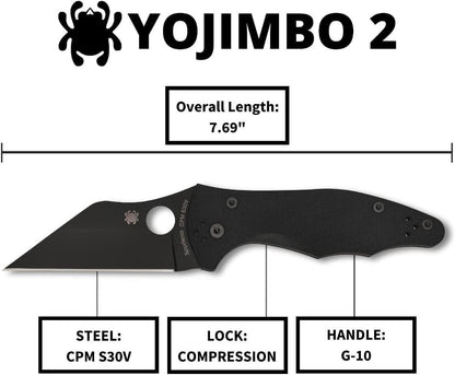 Spyderco YoJumbo Blackout Folding Knife 3.98" S30V Black Blade - NORTH RIVER OUTDOORS