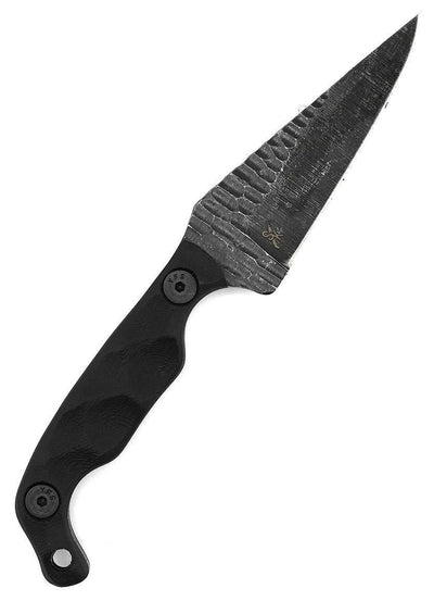 Stroup Knives Mini EDC Fixed Blade Knife 3.125" 1095 Hand Carved Pike Blade Milled Black G10 Handles Kydex Sheath - NORTH RIVER OUTDOORS
