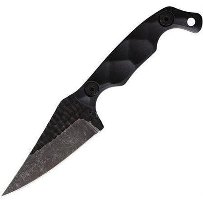 Stroup Knives Mini1 EDC Fixed Blade Knife 3.125" 1095 Hand Carved Pike Blade Milled Black G10 Handles Kydex Sheath - NORTH RIVER OUTDOORS