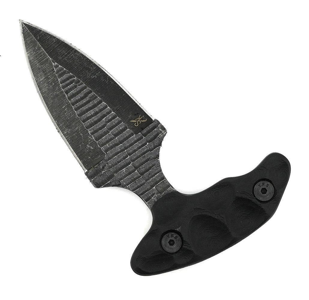 Stroup Knives SD1 Push Dagger EDC Fixed Blade Knife 2.5" 1095 Hand Carved Black G10 Handles Kydex Sheath - NORTH RIVER OUTDOORS