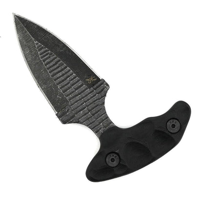 Stroup Knives SD1 Push Dagger EDC Fixed Blade Knife 2.5" 1095 Hand Carved Black G10 Handles Kydex Sheath - NORTH RIVER OUTDOORS