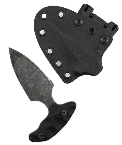 Stroup Knives SD1 Push Dagger EDC Fixed Blade Knife 2.5" 1095 Hand Carved Black G10 Handles Kydex Sheath - NORTH RIVER OUTDOORS