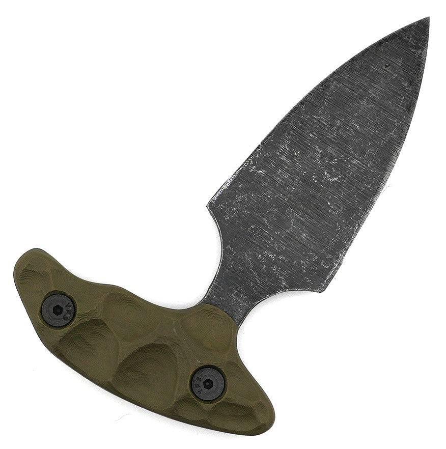 Stroup Knives SD1 Push Dagger EDC Fixed Blade Knife 2.5" 1095 Hand Carved OD Green G10 Handles Kydex Sheath - NORTH RIVER OUTDOORS