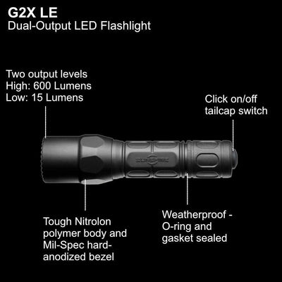 SureFire G2X LE Compact LED Flashlight 600 Lumen Tactical Light (USA) - NORTH RIVER OUTDOORS