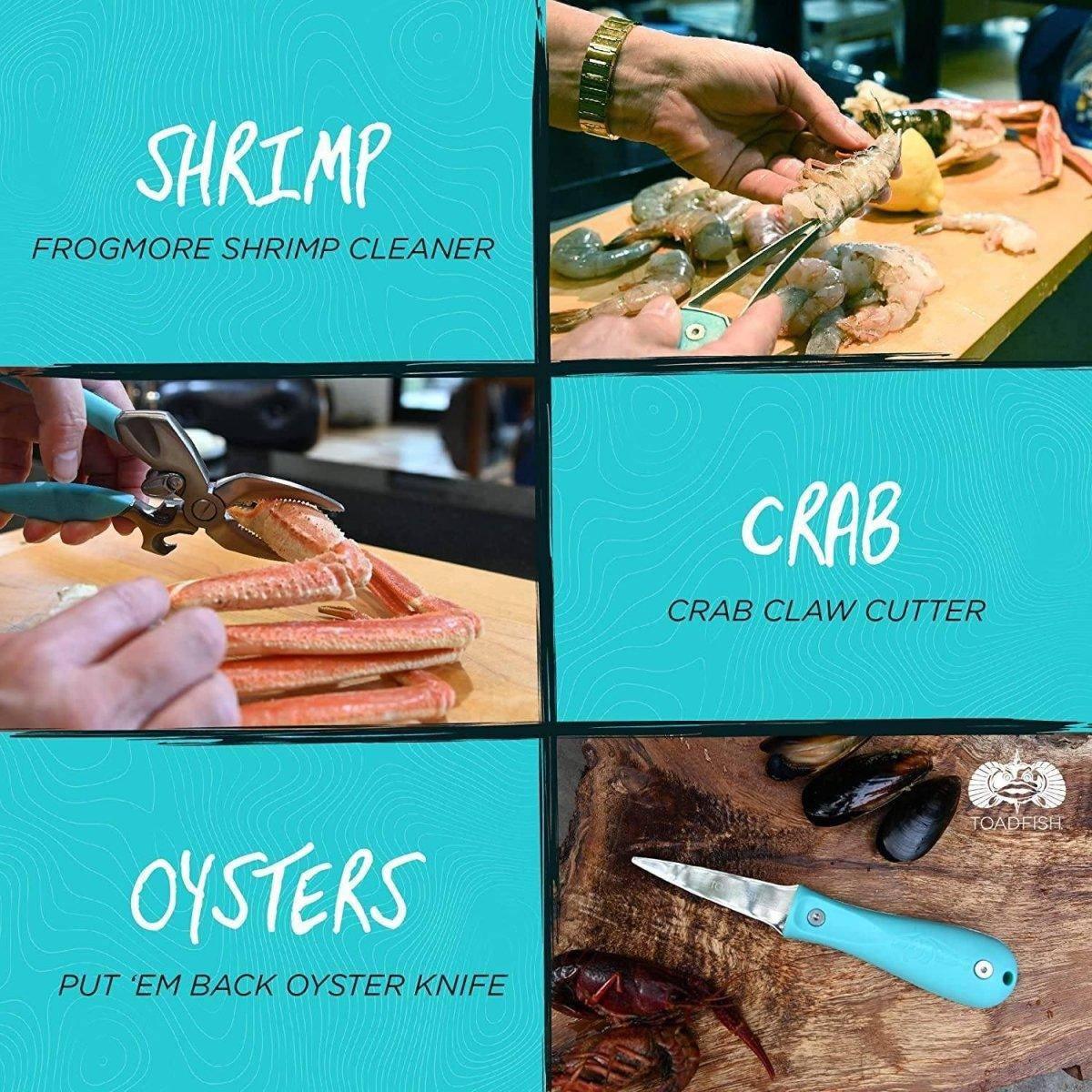 Toadfish Coastal Kitchen Collection - Crab Cracker, Shrimp Deveiner and Oyster Knife - NORTH RIVER OUTDOORS