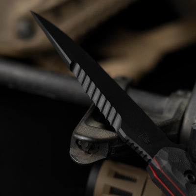 Toor Darter Fixed Blade Knife 4.25" CPM-S35VN Black Etched Double Edge Sawback Shadow Black G10 Handles (USA) - NORTH RIVER OUTDOORS