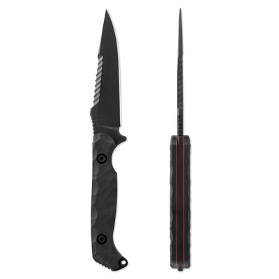 Toor Darter Fixed Blade Knife 4.25" CPM-S35VN Black Etched Double Edge Sawback Shadow Black G10 Handles (USA) - NORTH RIVER OUTDOORS