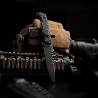 Toor Darter Fixed Blade Knife 4.25" CPM-S35VN Black Etched Double Edge Sawback Shadow Black G10 Handles (USA) - NORTH RIVER OUTDOORS