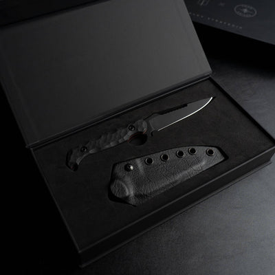 Toor Darter Fixed Blade Knife 4.25" CPM-S35VN Black Etched Double Edge Sawback Shadow Black G10 Handles (USA) - NORTH RIVER OUTDOORS