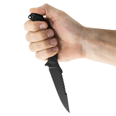 Toor Darter Fixed Blade Knife 4.25" CPM-S35VN Black Etched Double Edge Sawback Shadow Black G10 Handles (USA) - NORTH RIVER OUTDOORS