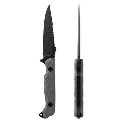 Toor Darter Fixed Blade Knife 4.25" CPM-S35VN Black Etched Double Edge Sawback Vapor Grey G10 (USA) - NORTH RIVER OUTDOORS