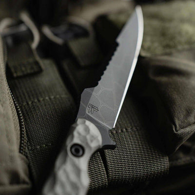 Toor Darter Fixed Blade Knife 4.25" CPM-S35VN Black Etched Double Edge Sawback Vapor Grey G10 (USA) - NORTH RIVER OUTDOORS
