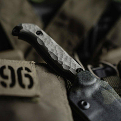 Toor Darter Fixed Blade Knife 4.25" CPM-S35VN Black Etched Double Edge Sawback Vapor Grey G10 (USA) - NORTH RIVER OUTDOORS