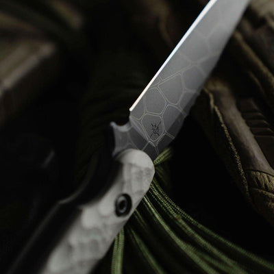 Toor Darter Fixed Blade Knife 4.25" CPM-S35VN Black Etched Double Edge Sawback Vapor Grey G10 (USA) - NORTH RIVER OUTDOORS