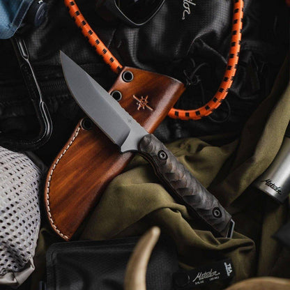 Toor Field 3.0 Fixed Blade Knife 3.625" CPM-154 Battleship Gray Drop Point Ebony Wood (USA) - NORTH RIVER OUTDOORS